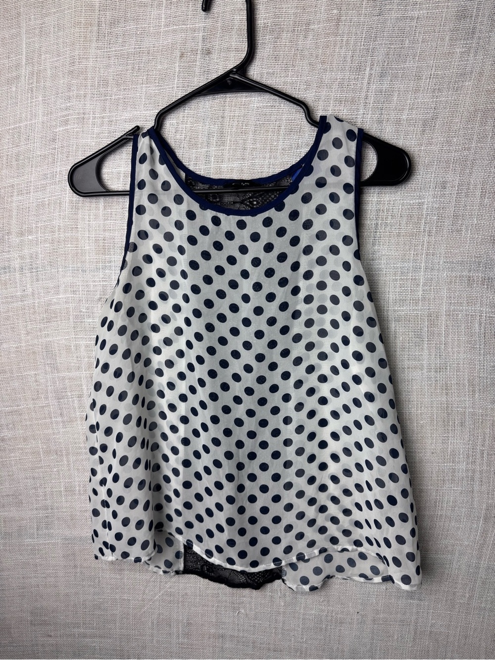 Monteau Navy Polka Dot Sleeveless Tank Top